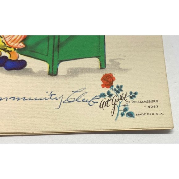 Vintage Get Well Soon Greeting Card Baby Duck Art Guild of Williamsburg Used - Picture 5 of 5